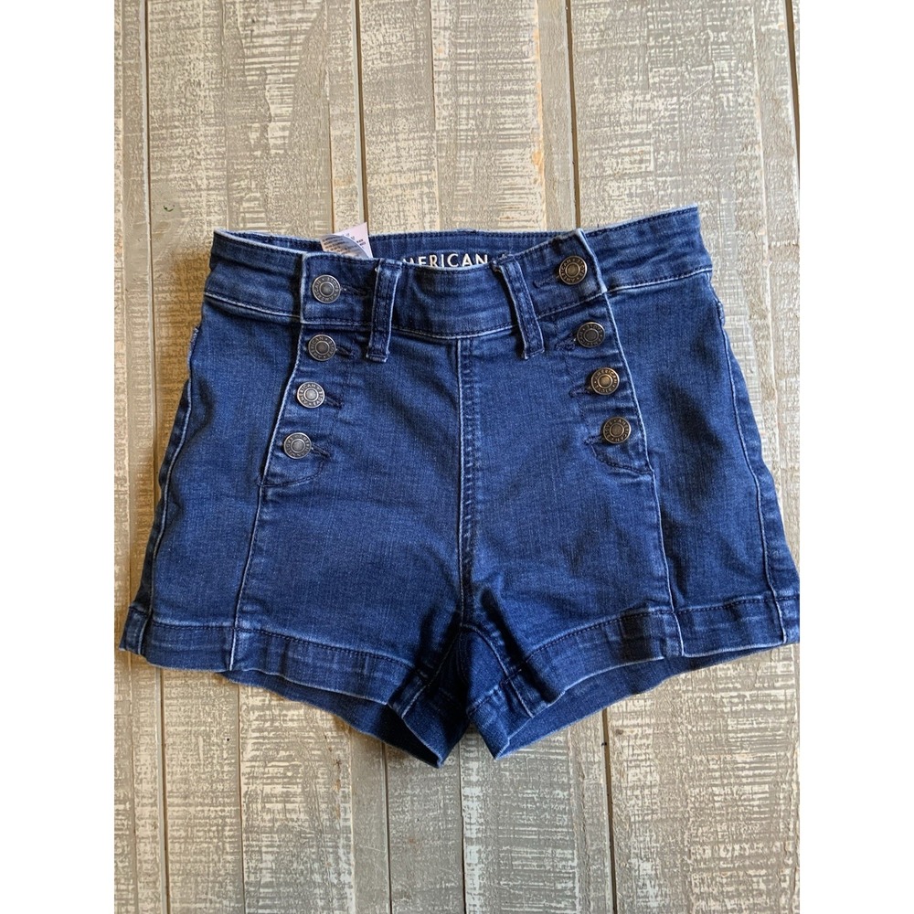 American Eagle High Rise Denim Shorts Women's Size 0 Button Fly Y2K Festival